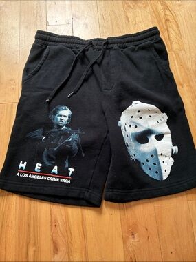 Heat Graphic Black Men’s Athletic Drawstring Shorts